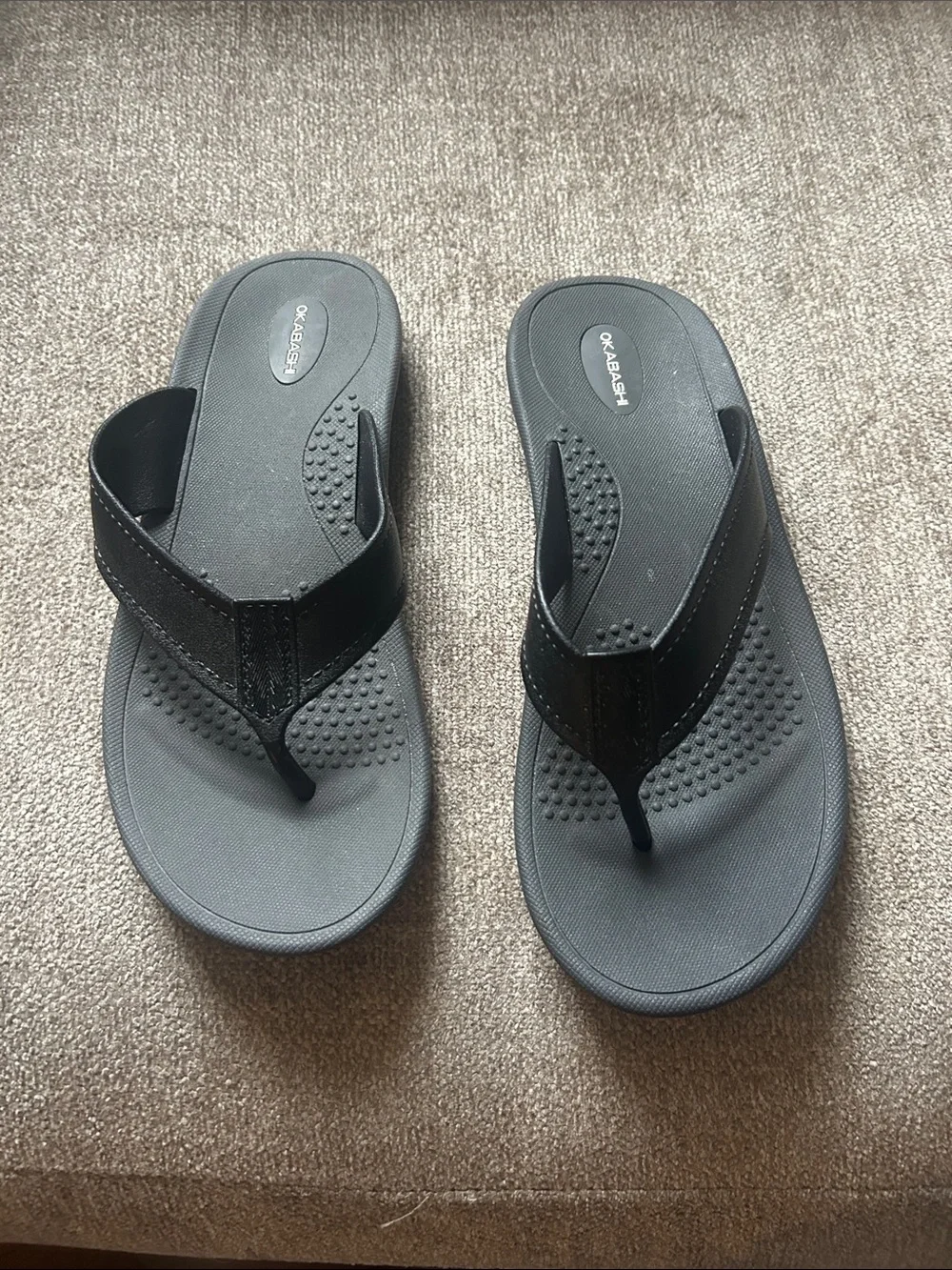 Okabashi Men’s black/gray flip flops size Large (8-8.5)